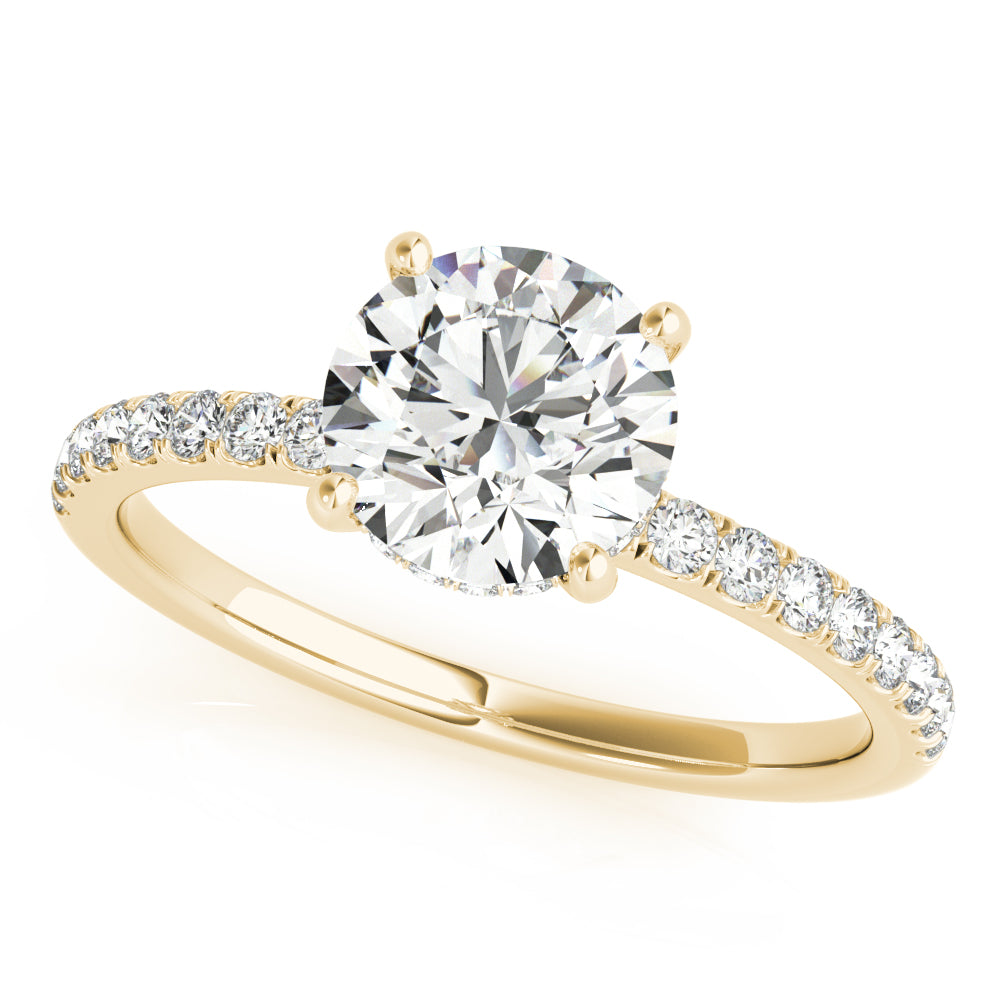 2.50ct Round Cut Hidden Halo Diamond Engagement Ring Setting (0.30ctw) In 14k Gold - simonbjewels.co