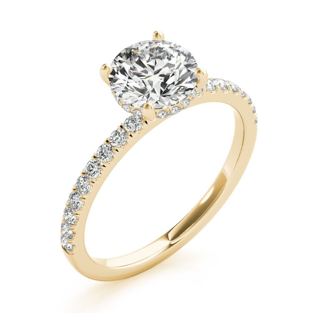 2.50ct Round Cut Hidden Halo Diamond Engagement Ring Setting (0.30ctw) In 14k Gold - simonbjewels.co