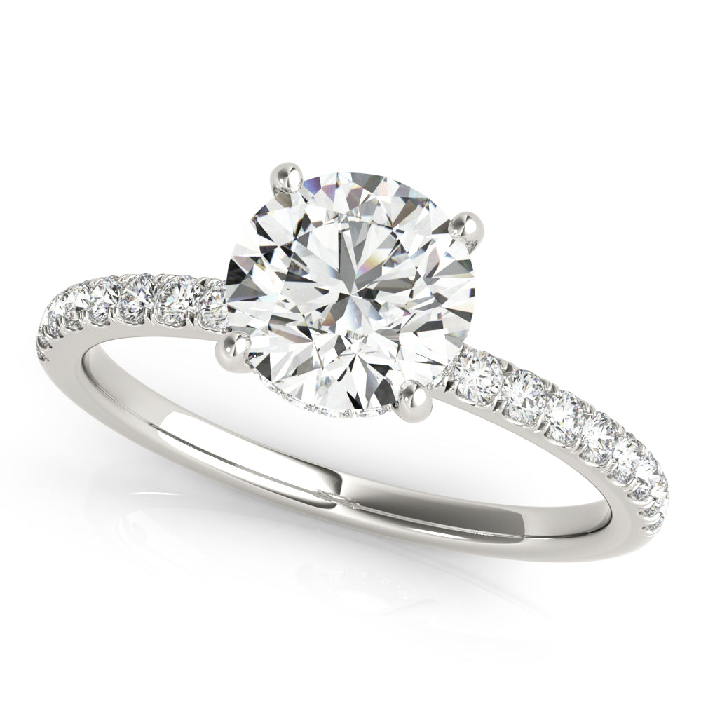 2.50ct Round Cut Hidden Halo Diamond Engagement Ring Setting (0.30ctw) In 14k Gold - simonbjewels.co