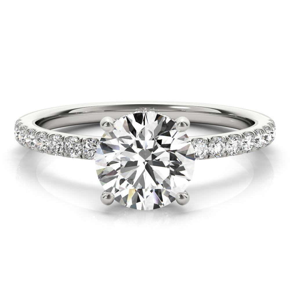 2.50ct Round Cut Hidden Halo Diamond Engagement Ring Setting (0.30ctw) In 14k Gold - simonbjewels.co