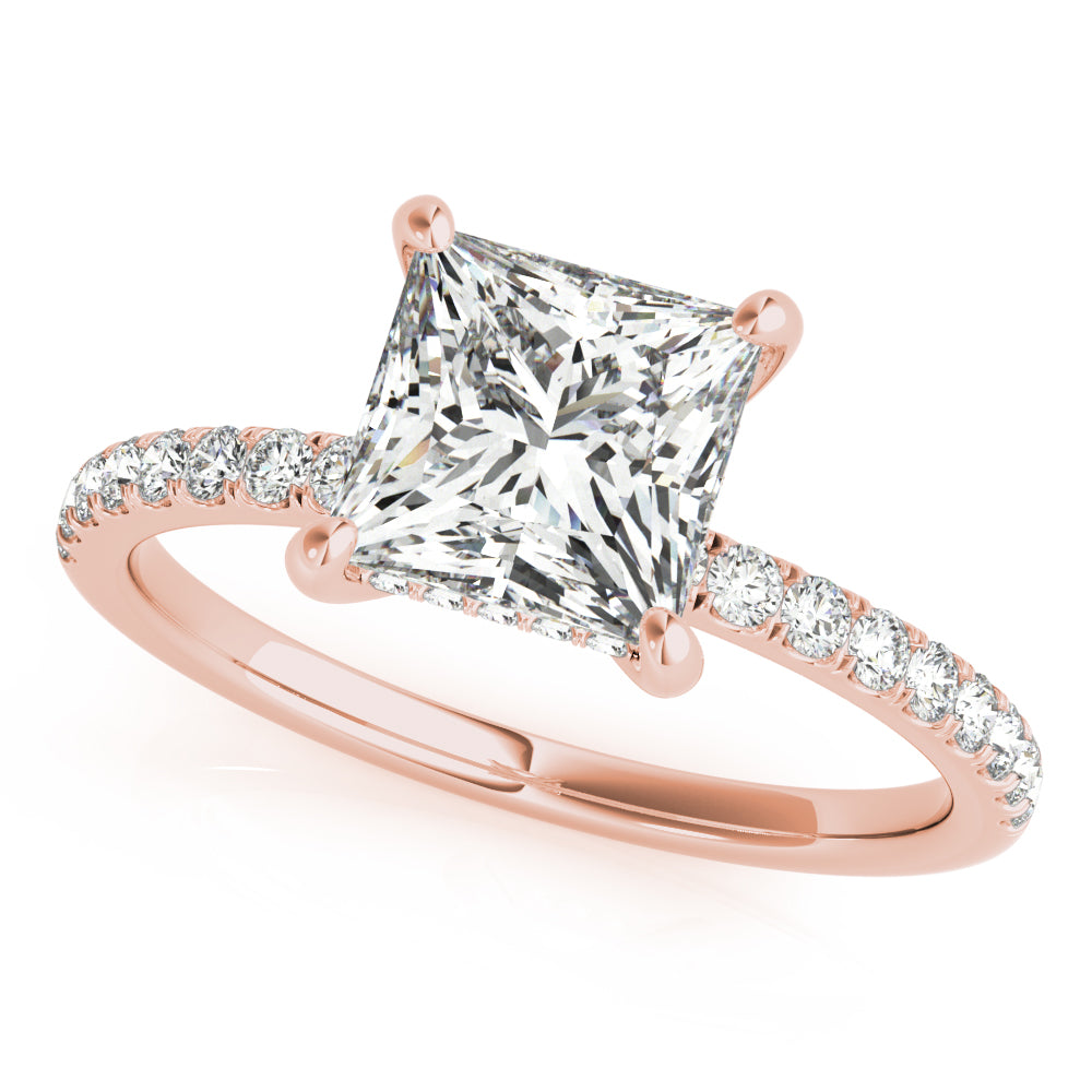 1.35 ct tw Princess cut Diamond Hidden Halo Petite Engagement Ring Setting (1/4 ct tw) In 18k White Gold - simonbjewels.co