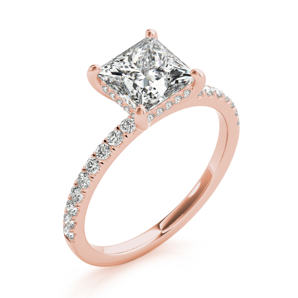 1.35 ct tw Princess cut Diamond Hidden Halo Petite Engagement Ring Setting (1/4 ct tw) In 18k White Gold - simonbjewels.co