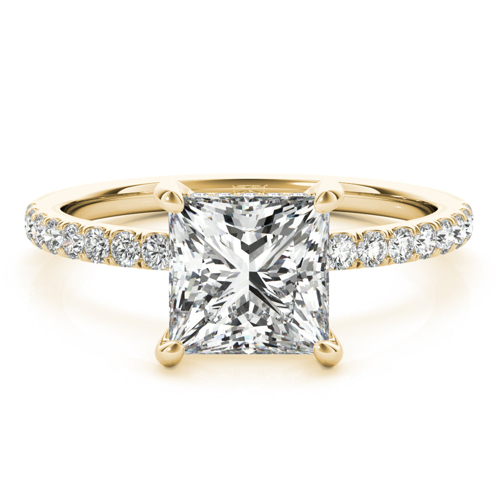 1.35 ct tw Princess cut Diamond Hidden Halo Petite Engagement Ring Setting (1/4 ct tw) In 18k White Gold - simonbjewels.co