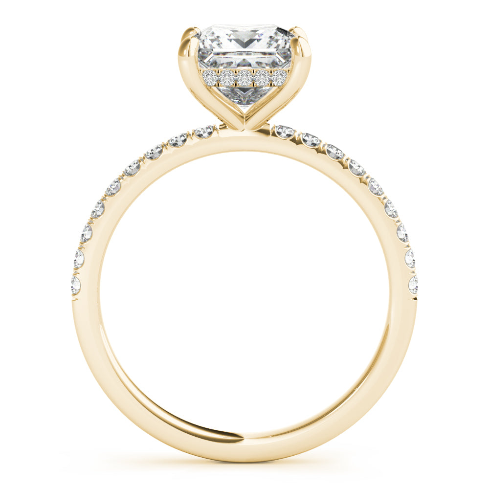 1.35 ct tw Princess cut Diamond Hidden Halo Petite Engagement Ring Setting (1/4 ct tw) In 18k White Gold - simonbjewels.co