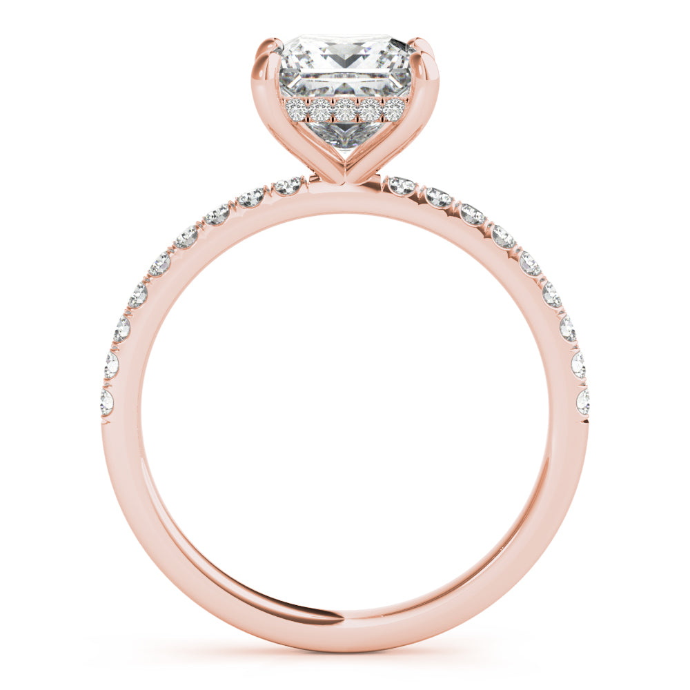 1.35 ct tw Princess cut Diamond Hidden Halo Petite Engagement Ring Setting (1/4 ct tw) In 18k White Gold - simonbjewels.co