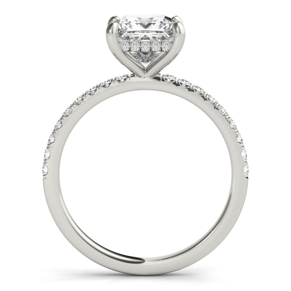 1.35 ct tw Princess cut Diamond Hidden Halo Petite Engagement Ring Setting (1/4 ct tw) In 18k White Gold - simonbjewels.co