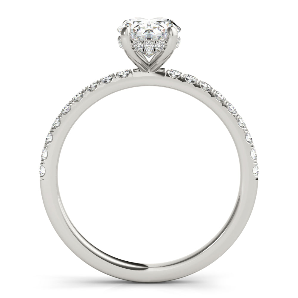7/8 ct tw Oval cut Diamond Halo Petite Engagement Ring Setting (1/3 ct tw) In 18k White Gold - simonbjewels.co