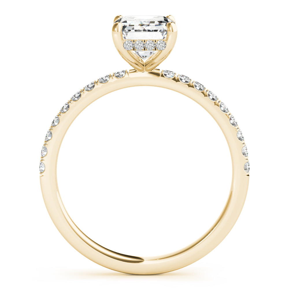 1.50 ct tw Emerald cut Diamond Hidden Halo Petite Engagement Ring Setting (1/4 ct tw) In 18k White Gold - simonbjewels.co