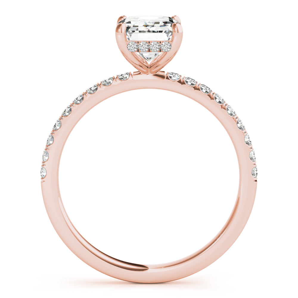 1.50 ct tw Emerald cut Diamond Hidden Halo Petite Engagement Ring Setting (1/4 ct tw) In 18k White Gold - simonbjewels.co