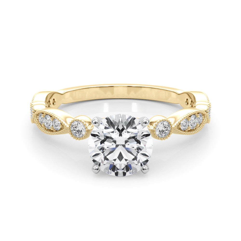 1.50 Carat Round Diamond Art Deco Engagement Ring Setting (0.25ctw) In 18k White Gold - simonbjewels.co
