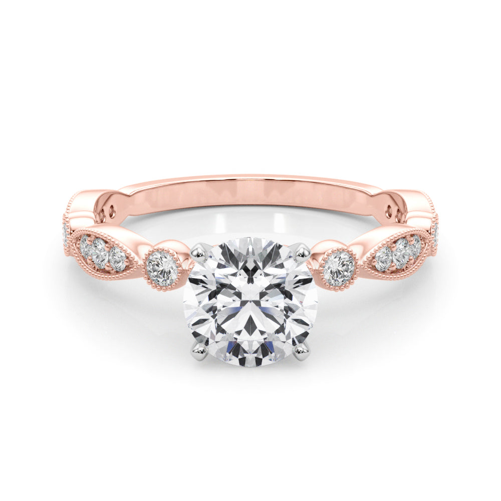1.50 Carat Round Diamond Art Deco Engagement Ring Setting (0.25ctw) In 18k White Gold - simonbjewels.co