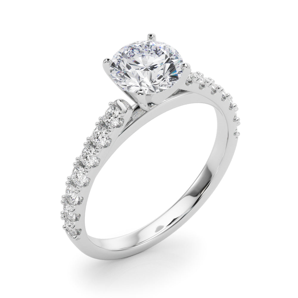 1.50ct Round Brilliant Petite Micropavé Diamond Engagement Ring Setting (0.75ctw) In 18k White Gold - simonbjewels.co
