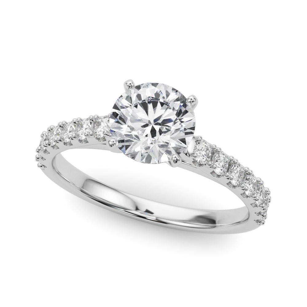 1.50ct Round Brilliant Petite Micropavé Diamond Engagement Ring Setting (0.75ctw) In 18k White Gold - simonbjewels.co