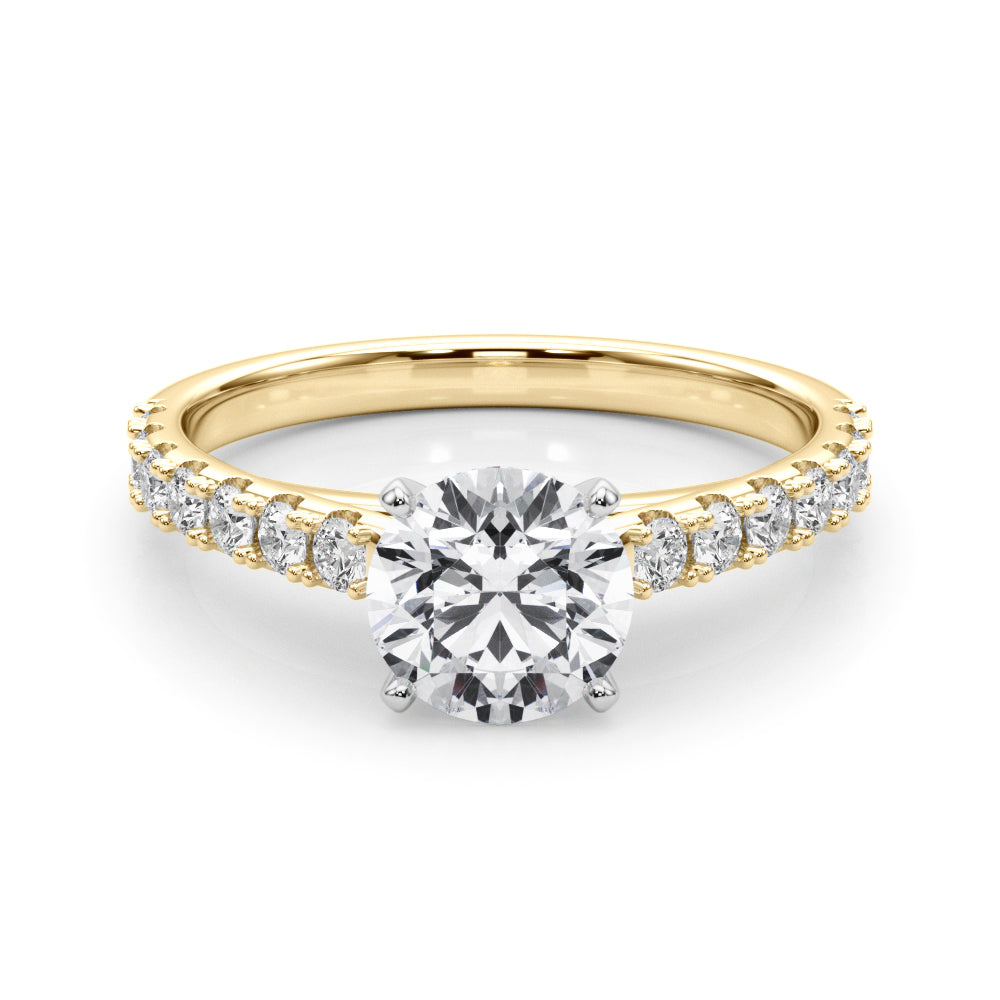 1.50ct Round Brilliant Petite Micropavé Diamond Engagement Ring Setting (0.75ctw) In 18k White Gold - simonbjewels.co