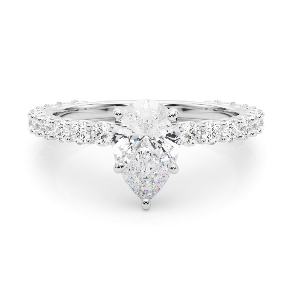 1.55ct Pear Cut Lucida Setting Diamond Engagement Ring Setting (0.65ctw) In 14k Gold - simonbjewels.co