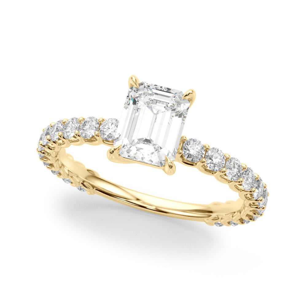 2.00ct Emerald cut Lucida Setting Diamond Engagement Ring Setting (0.65ctw) In 14k Gold - simonbjewels.co