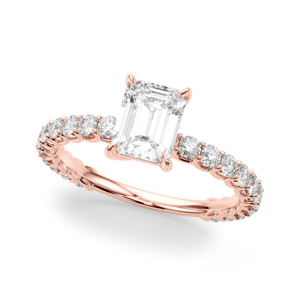 2.00ct Emerald cut Lucida Setting Diamond Engagement Ring Setting (0.65ctw) In 14k Gold - simonbjewels.co