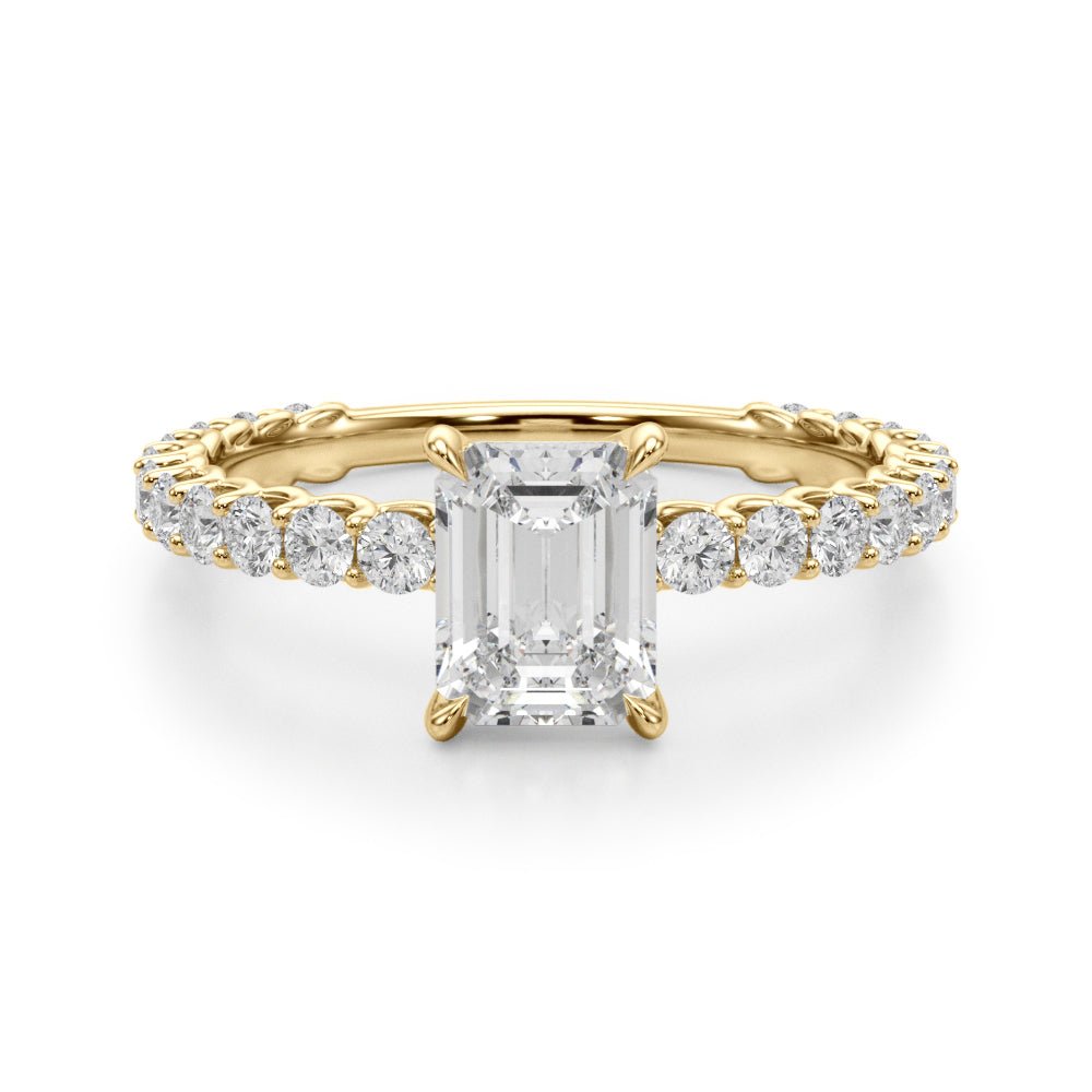 2.00ct Emerald cut Lucida Setting Diamond Engagement Ring Setting (0.65ctw) In 14k Gold - simonbjewels.co