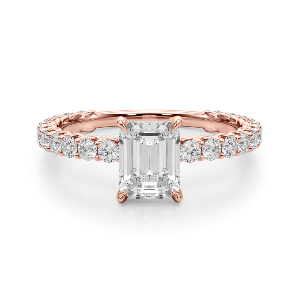2.00ct Emerald cut Lucida Setting Diamond Engagement Ring Setting (0.65ctw) In 14k Gold - simonbjewels.co