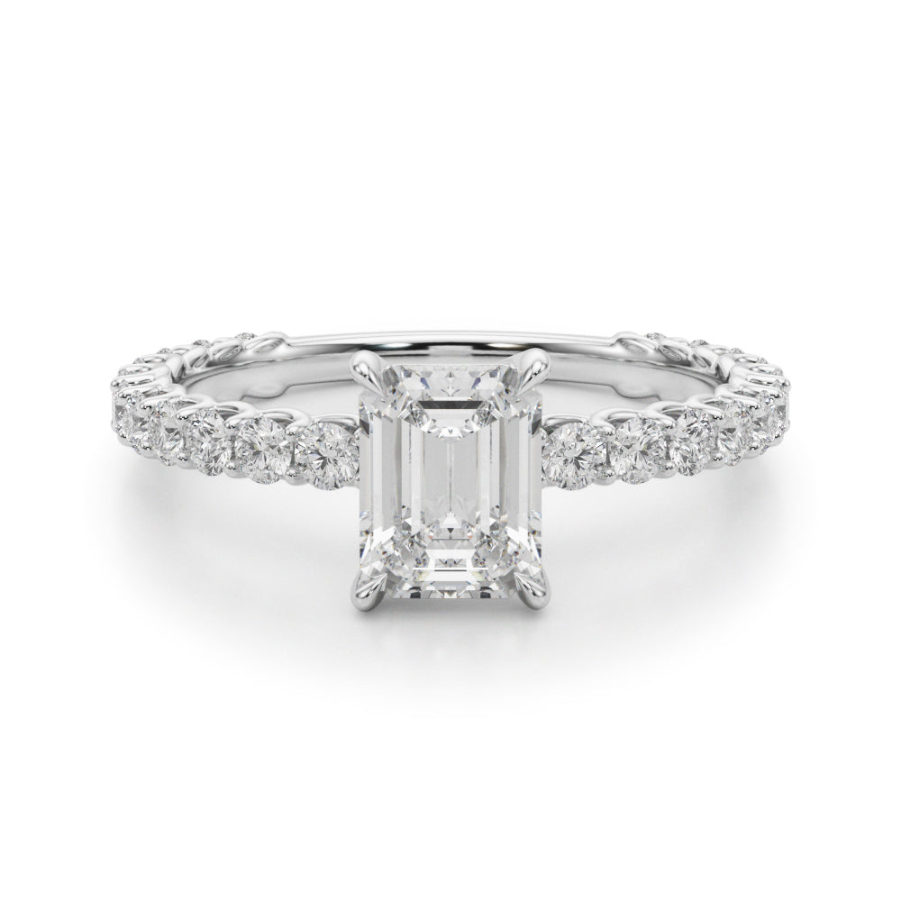 2.00ct Emerald cut Lucida Setting Diamond Engagement Ring Setting (0.65ctw) In 14k Gold - simonbjewels.co
