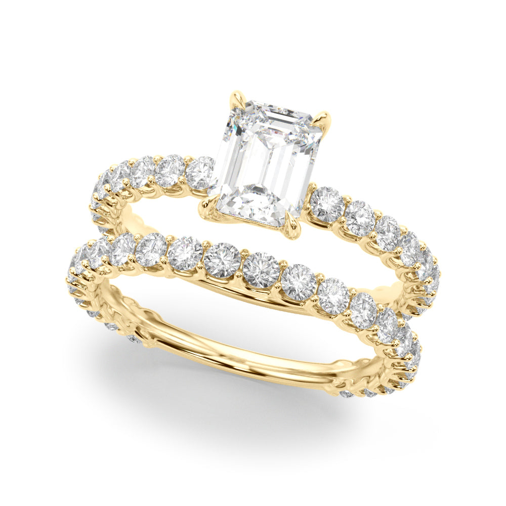 2.00ct Emerald cut Lucida Setting Diamond Engagement Ring Setting (0.65ctw) In 14k Gold - simonbjewels.co