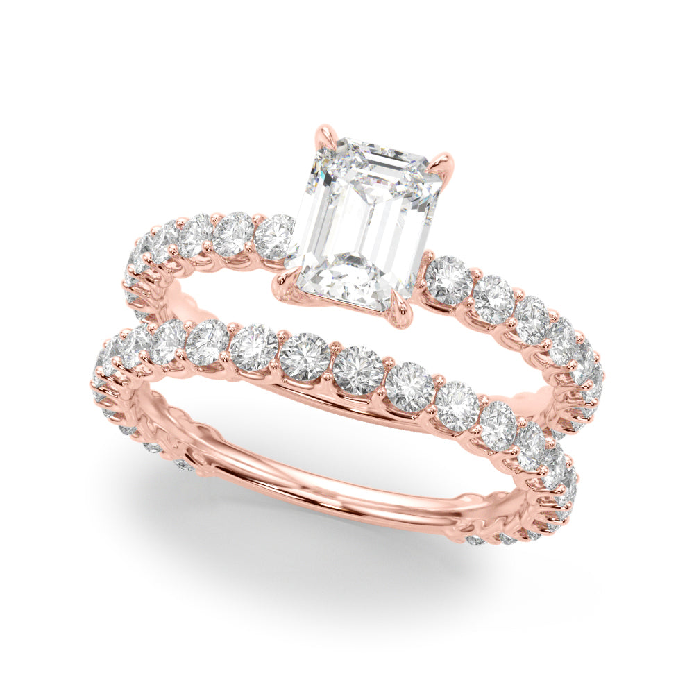 2.00ct Emerald cut Lucida Setting Diamond Engagement Ring Setting (0.65ctw) In 14k Gold - simonbjewels.co