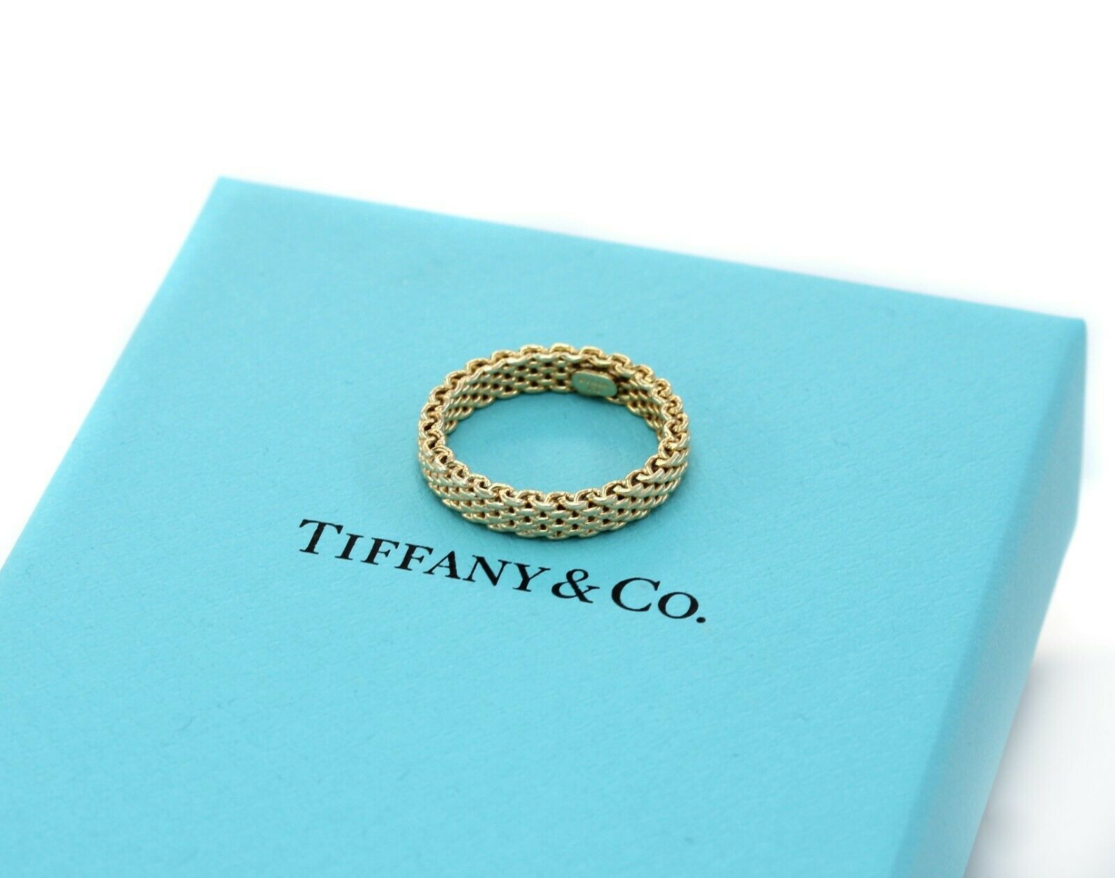Tiffany & Co. 18k Yellow Gold Somerset Mesh Ring Size 6.5 - simonbjewels.co