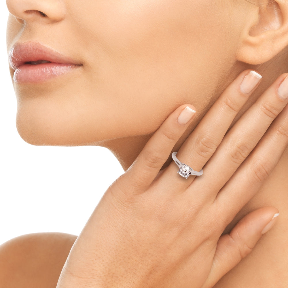 1.50 ct tw Cushion cut Diamond Solitaire Engagement Ring Setting In 14k White Gold - simonbjewels.co