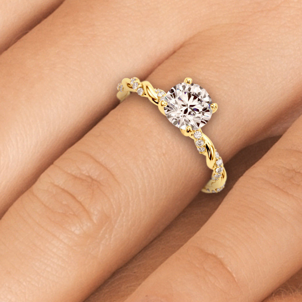 1.00 ct tw Round cut Diamond Twist Engagement Ring Setting (5/8 ct tw) In 18k White Gold - simonbjewels.co