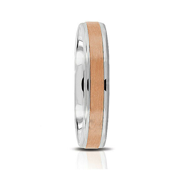 Mens 14K 4.5mm Comfort Fit Satin Center With High Polished Drop Edge Ring - simonbjewels.co