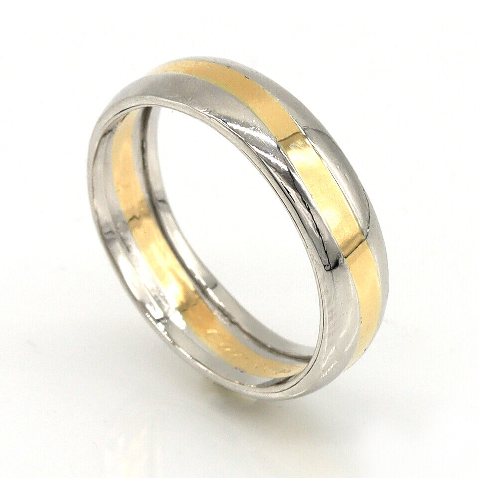 Cartier 18K Yellow White Gold Mens Wedding band Vintage - simonbjewels.co