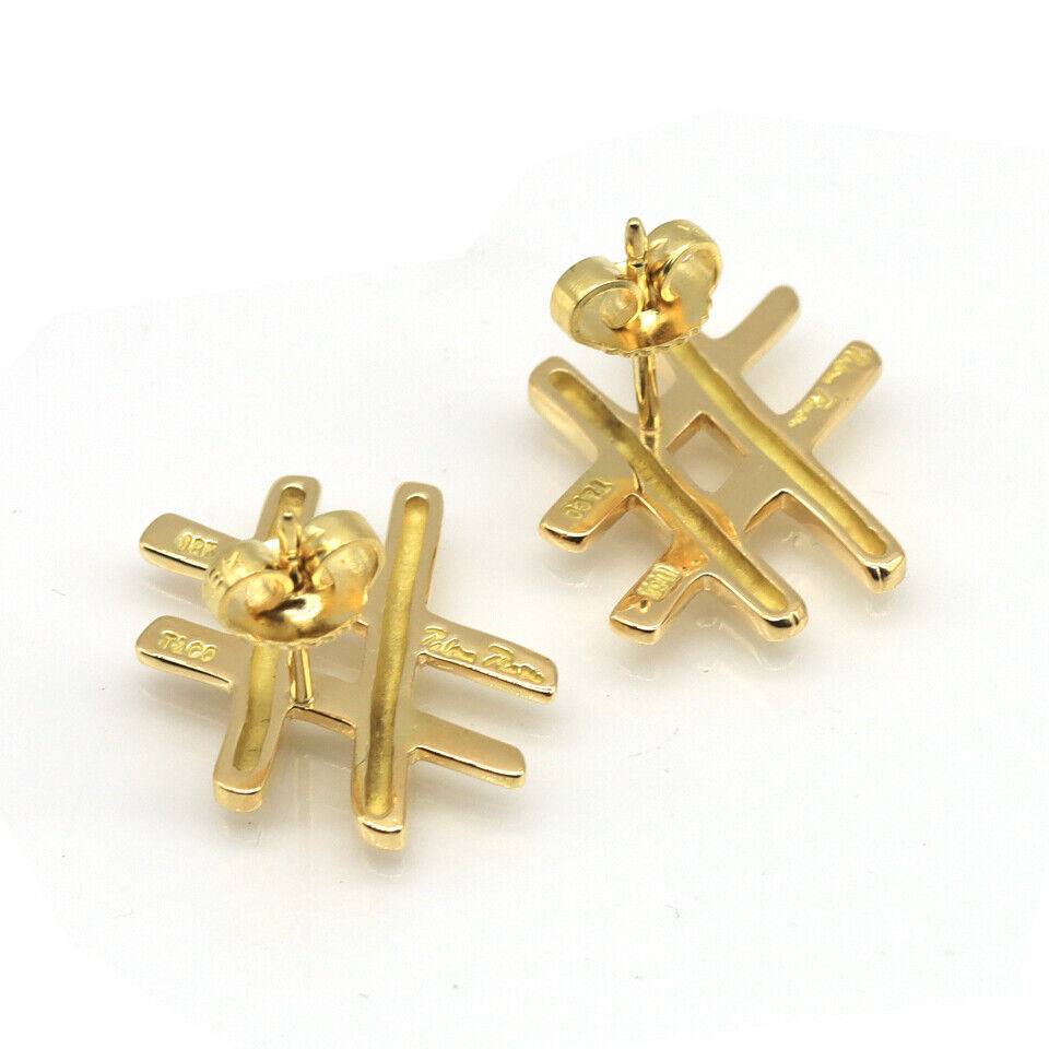 Tiffany & Co Hashtag Earrings Paloma Picasso 18k Yellow Gold - simonbjewels.co