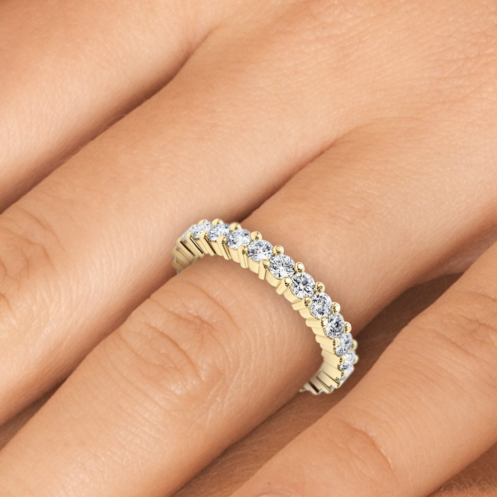 2.00 Carat Round Diamond 4-Prong Eternity Wedding Band Anniversary Ring in 14k Gold - simonbjewels.co