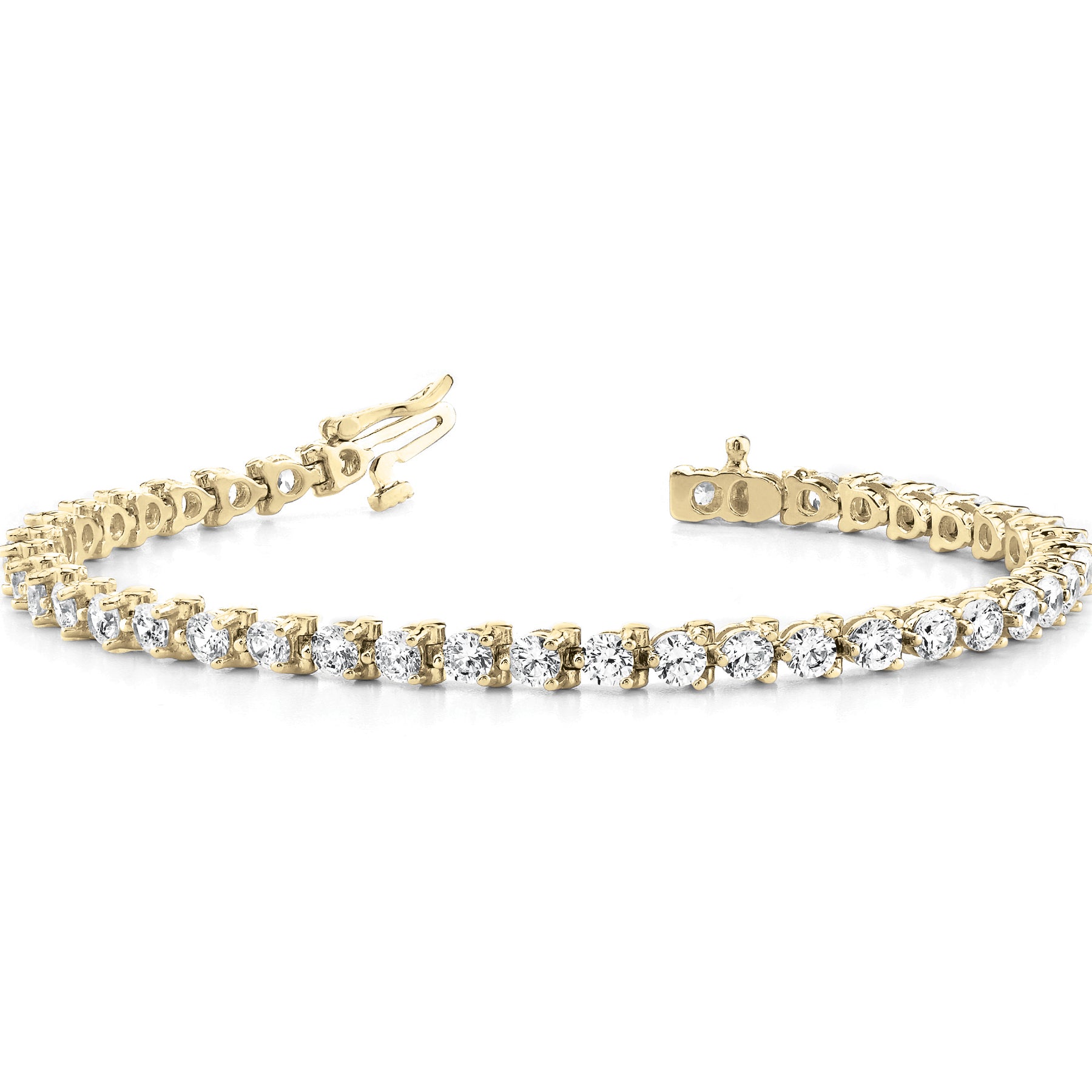 5.00 ct Round cut  Diamond Prong Set Tennis Bracelet 18K Gold - simonbjewels.co