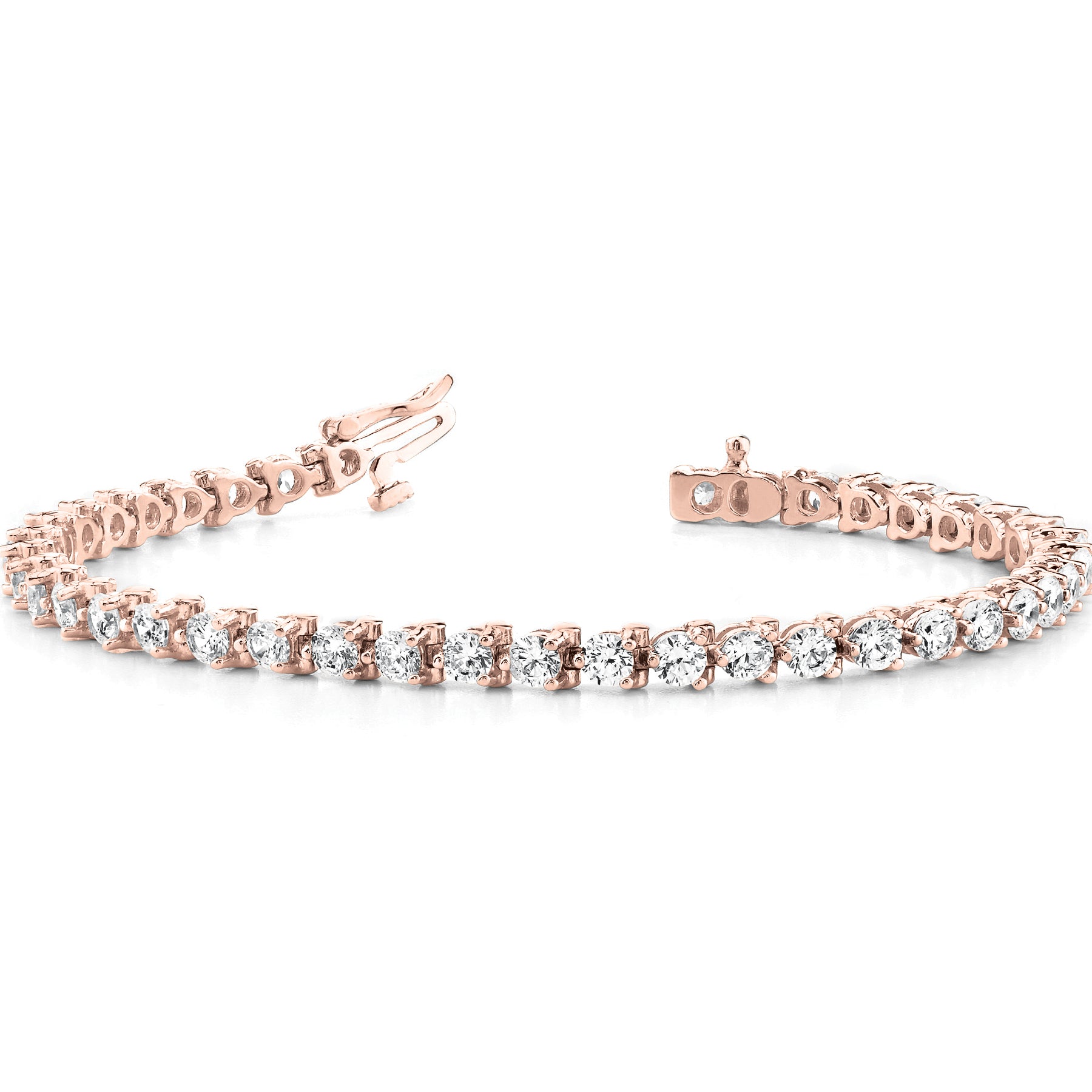 5.00 ct Round cut  Diamond Prong Set Tennis Bracelet 18K Gold - simonbjewels.co