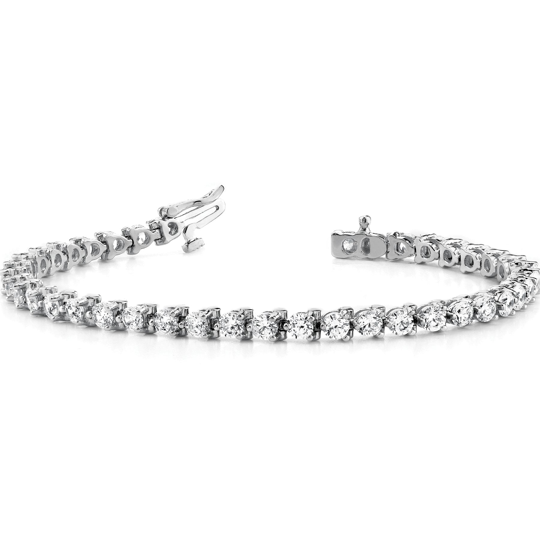 5.00 ct Round cut  Diamond Prong Set Tennis Bracelet 18K Gold - simonbjewels.co