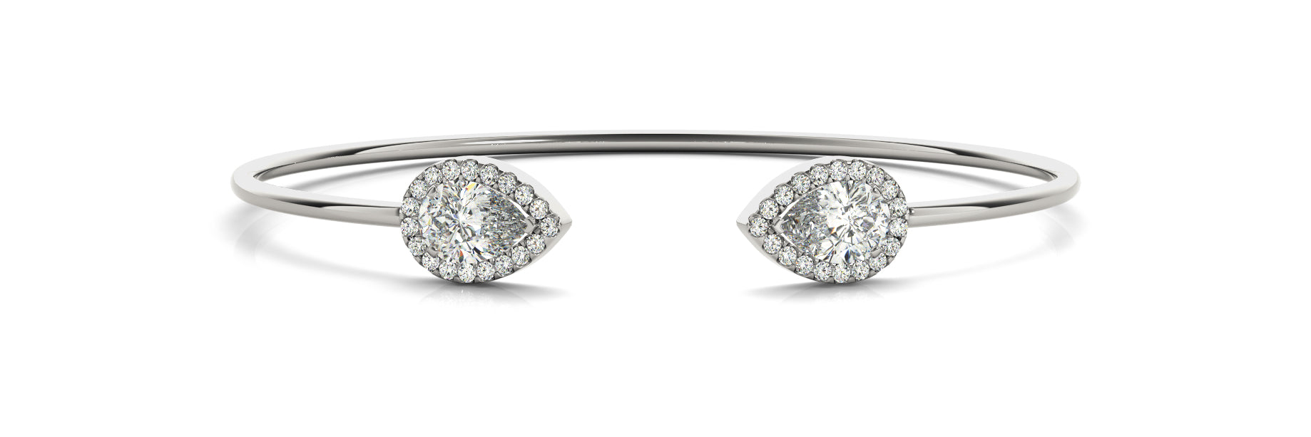 2.50 Carat Pear shaped Diamond Halo Micropave Flex Bangle Bracelet (0.30ct) set in 14k Gold - simonbjewels.co