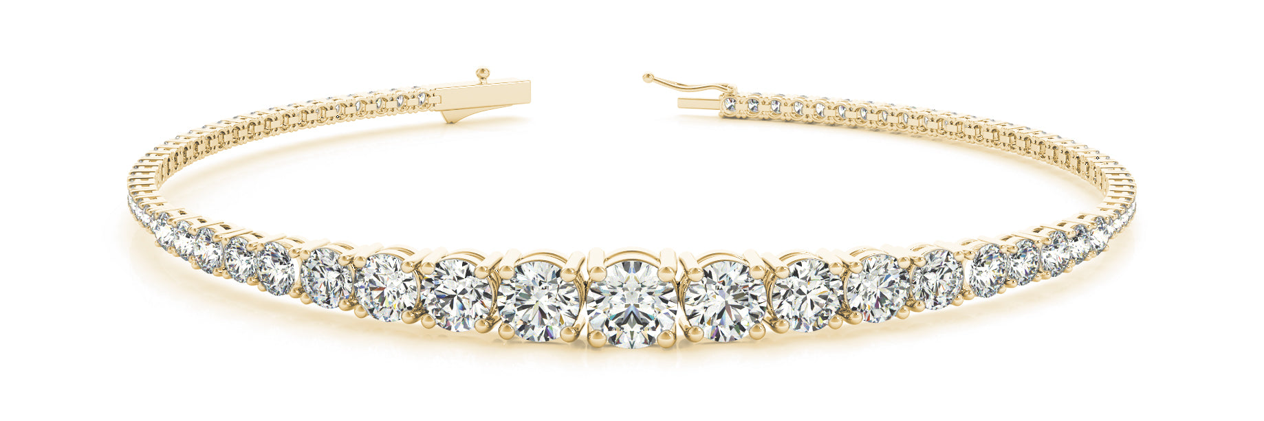 2.80 Carat Round Cut Diamond Graduated IN-LINE Tennis Bracelet set in 14k Gold - simonbjewels.co
