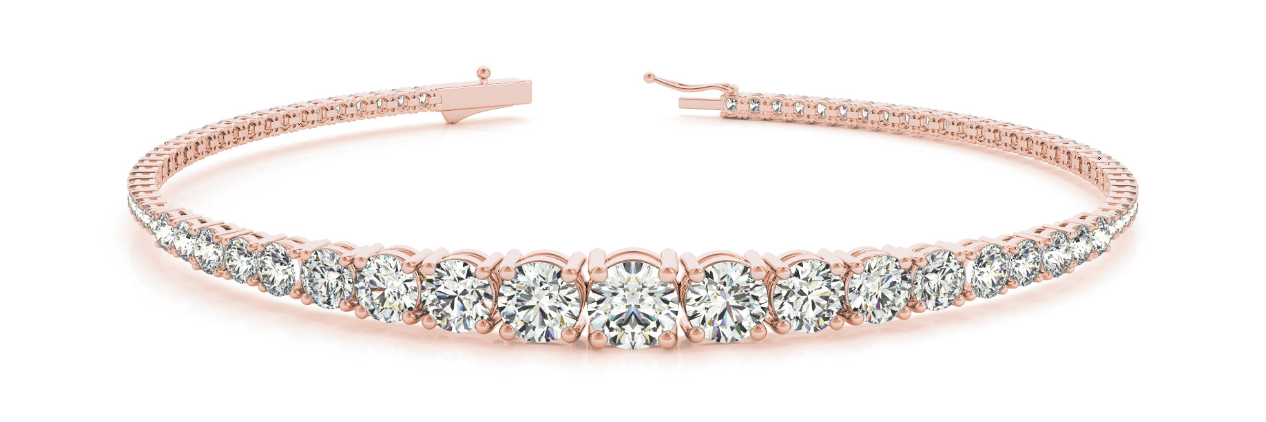 2.80 Carat Round Cut Diamond Graduated IN-LINE Tennis Bracelet set in 14k Gold - simonbjewels.co