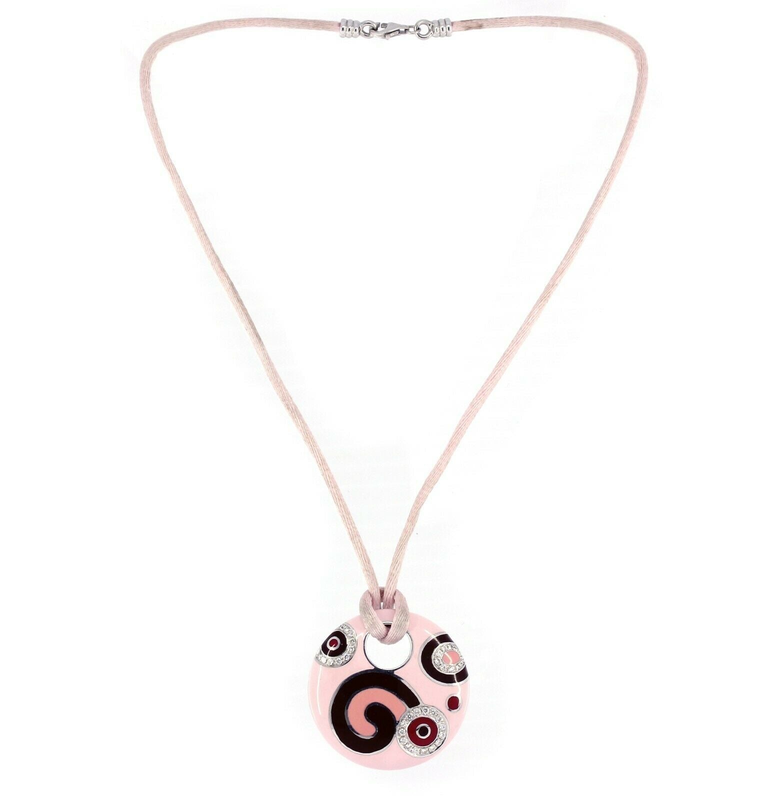 ROBERTO COIN Enamel Diamond Pendant Necklace in 18K White Gold - 16'' - simonbjewels.co