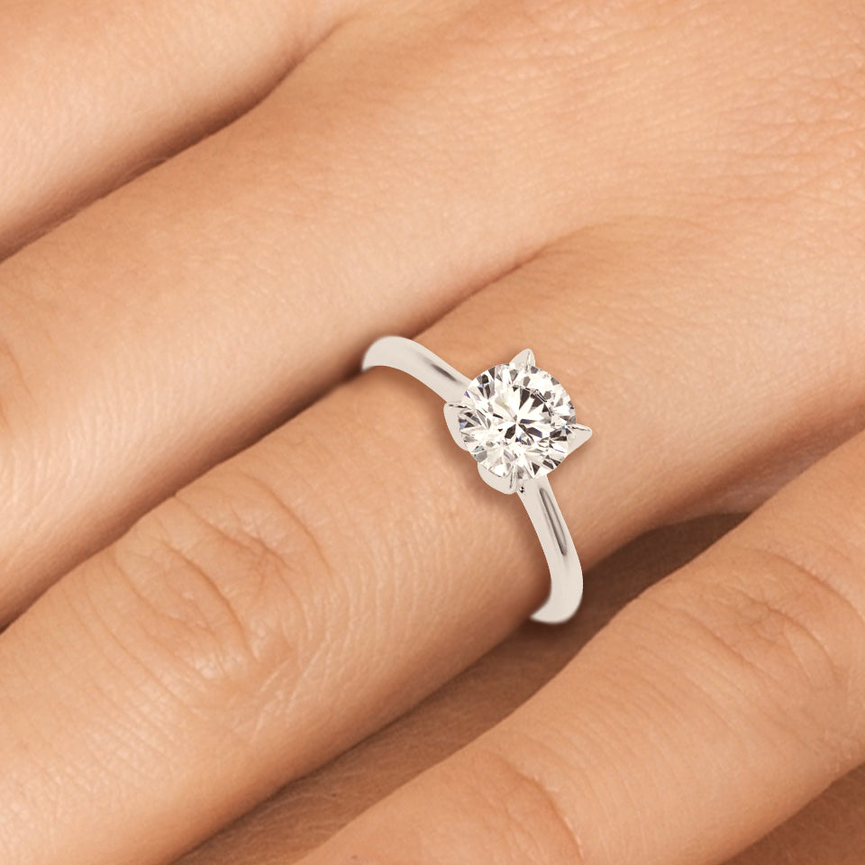 1.00ct Round cut 4-Prong Solitaire Trellis Diamond Engagement Ring Setting In 14k Gold - simonbjewels.co