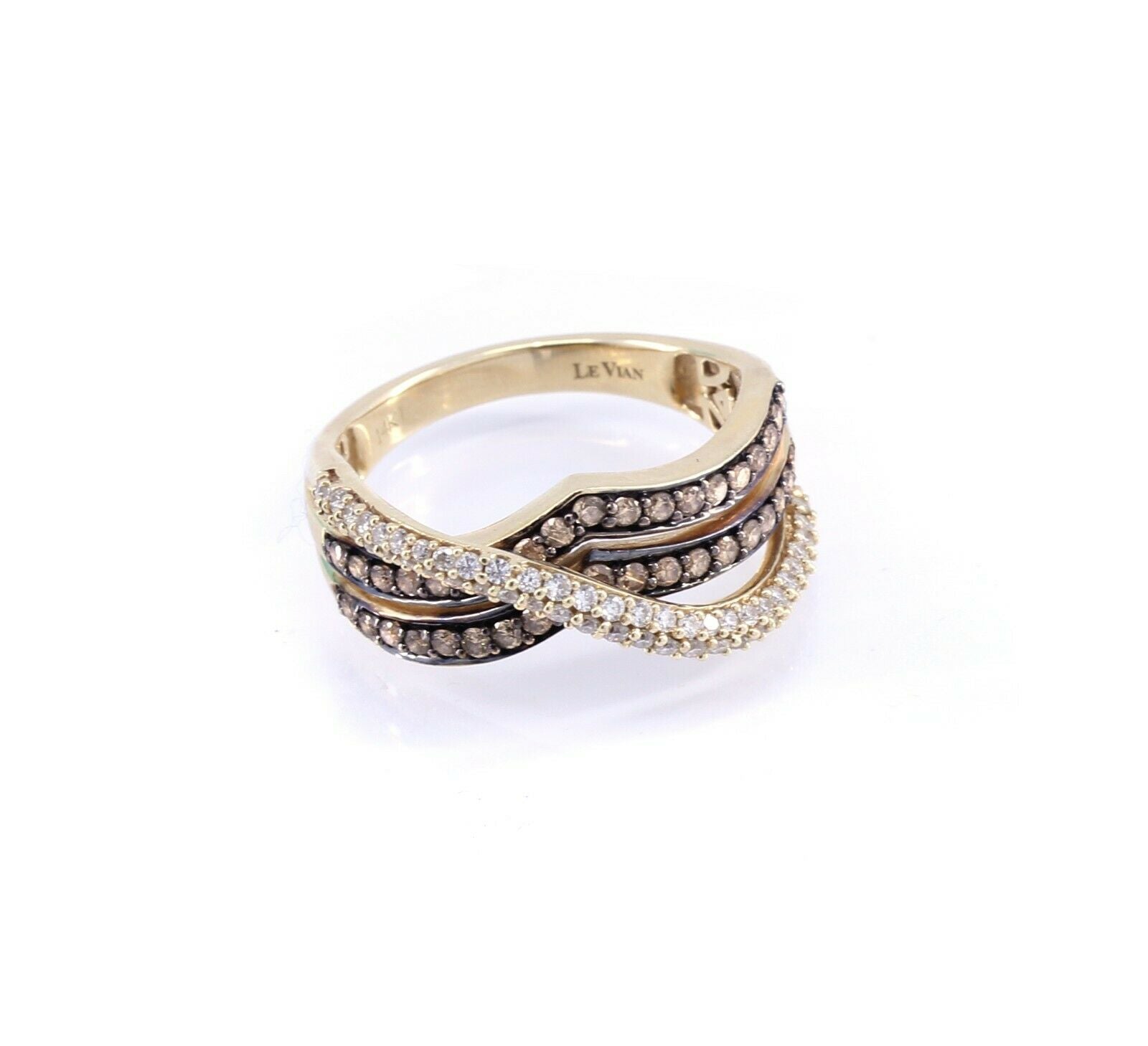LEVIAN Le Vian Chocolate & Vanilla Diamond Ring 14k Yellow Gold 1.00.TCW. - simonbjewels.co
