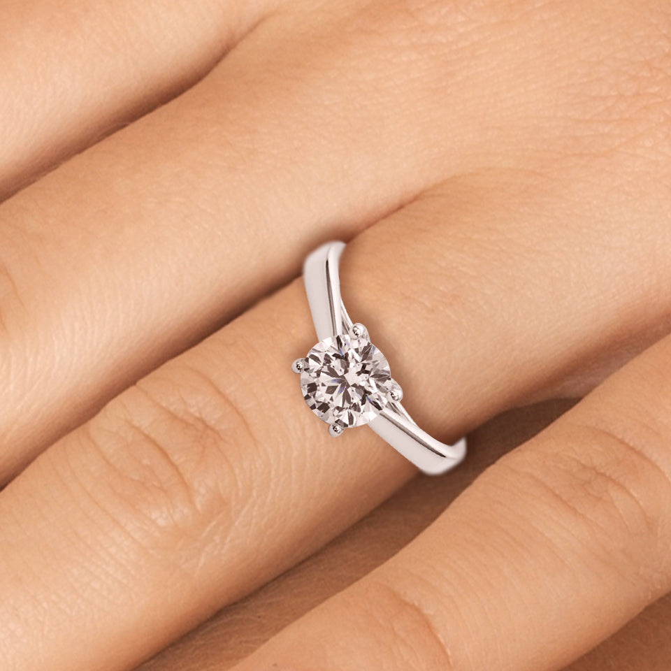 1.78 Round cut Solitaire Trellis Diamond Engagement Ring Setting In 14k Gold - simonbjewels.co