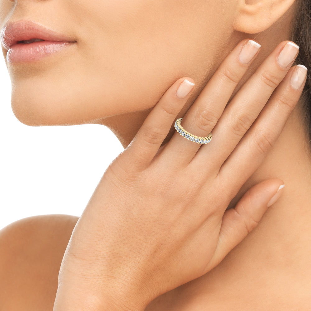 2.00 Carat Round Diamond 4-Prong Eternity Wedding Band Anniversary Ring in 14k Gold - simonbjewels.co