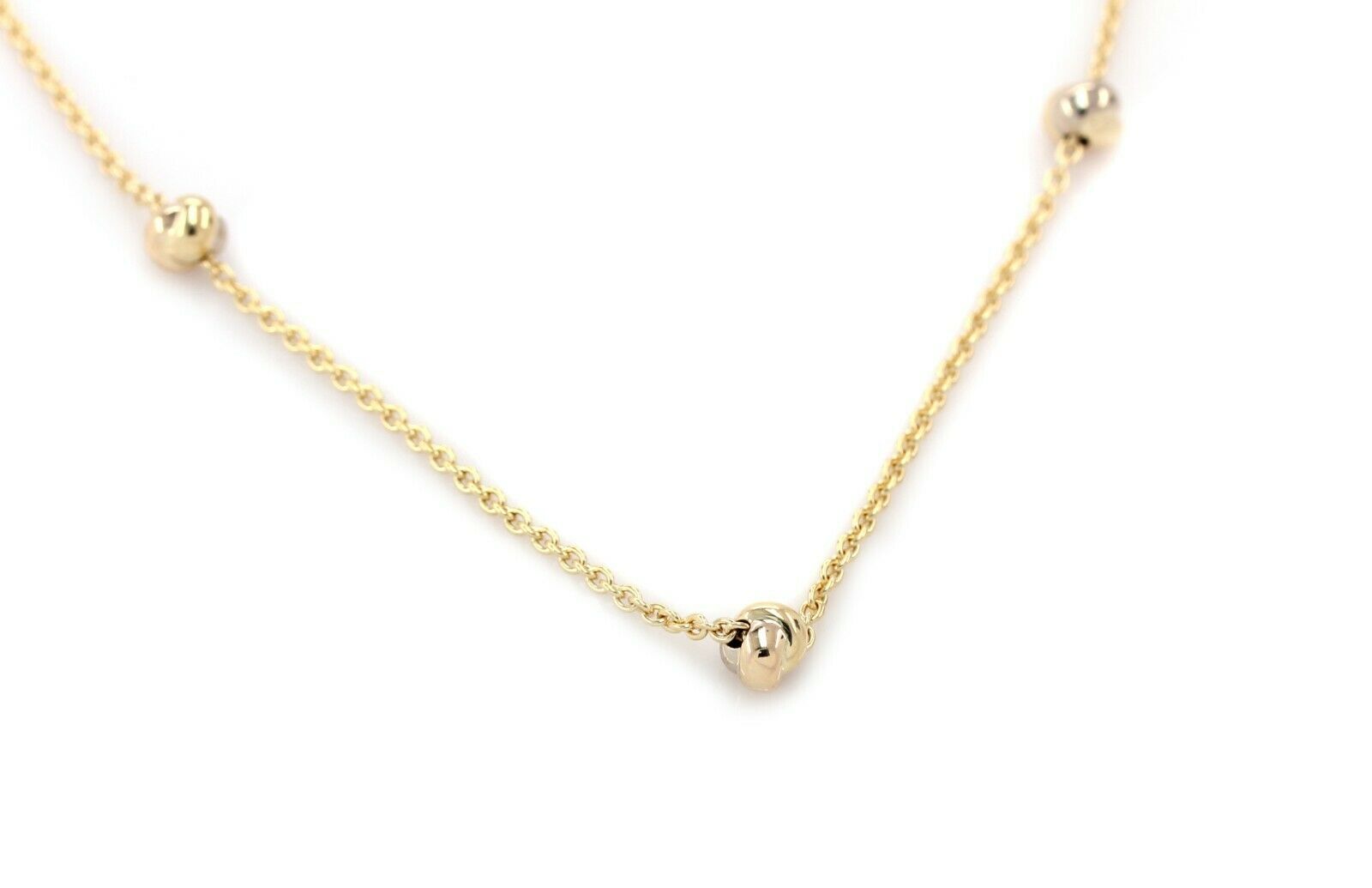 Cartier 18k Gold Love Knot Station Chain Link Necklace 16'' - Rare! - simonbjewels.co