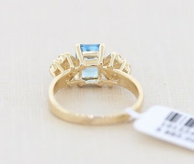 1.75ctw. Aquamarine .10ctw. Diamond Solitaire Cocktail Rng 14k Yellow Gold - simonbjewels.co