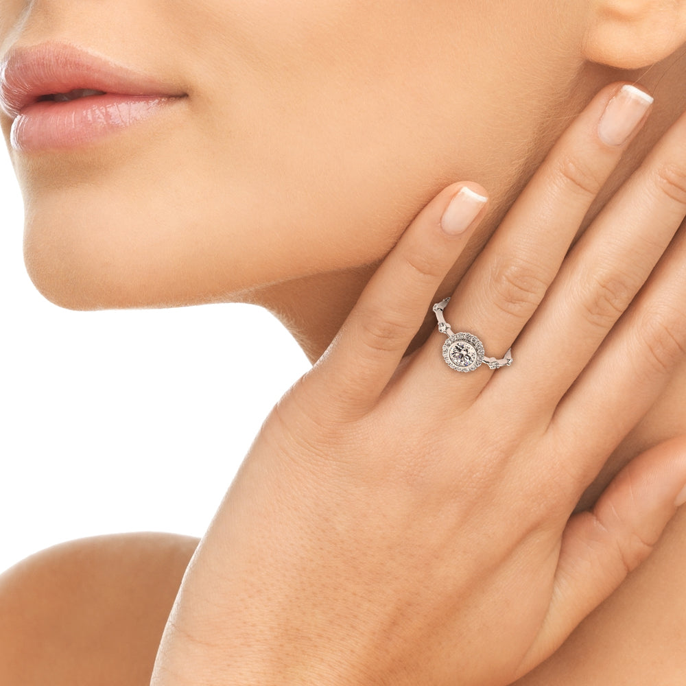 1.25ct Round Brilliant Halo Interlocking Diamond Engagement Ring Setting (0.25ctw) In 14k White Gold - simonbjewels.co