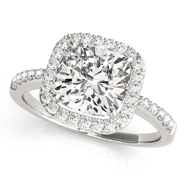 3.50 ct tw Cushion cut Diamond Cushion Halo Engagement Ring Setting (1/3 ct tw) In 18k White Gold - simonbjewels.co