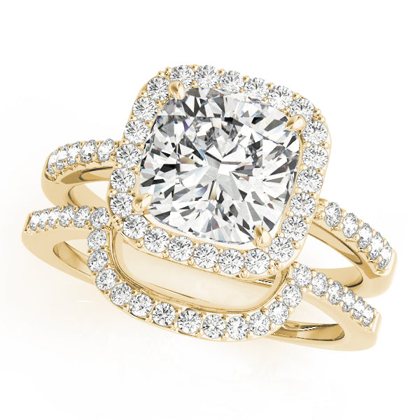 3.50 ct tw Cushion cut Diamond Cushion Halo Engagement Ring Setting (1/3 ct tw) In 18k White Gold - simonbjewels.co