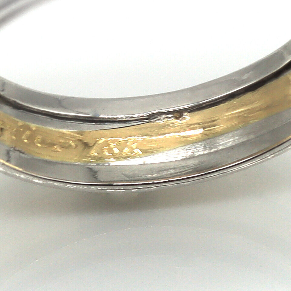 Cartier 18K Yellow White Gold Mens Wedding band Vintage - simonbjewels.co